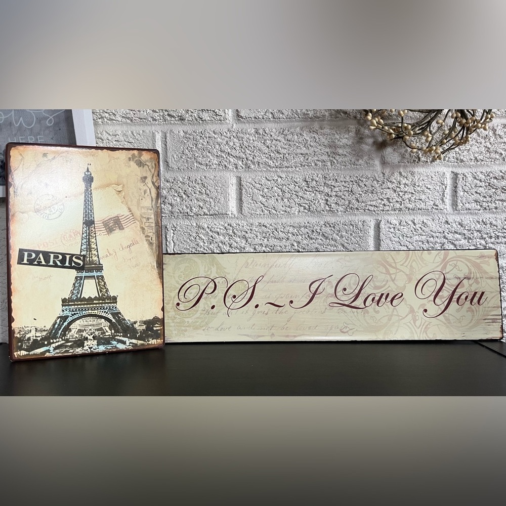 PARIS Decorative Signs (2), ‘Paris’ and 'P.S. I Love You'